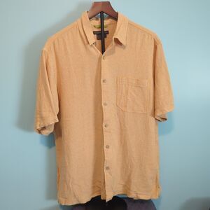 Royal Robbins Men's Mustard Gold Cotton Short Sleeve Button Down Shirt Size L